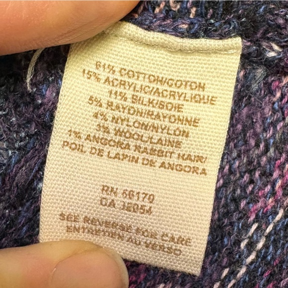 FREE PEOPLE Women’s Small Purple Combo Knit Button Front Cardigan Pocket Sweater - Picture 7 of 7